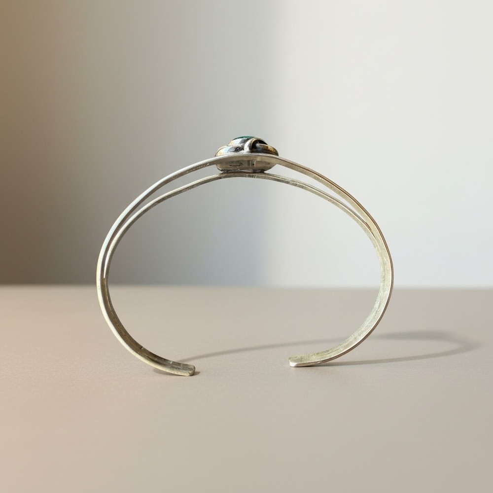 Sterling Silver Cuff Bracelet with Green Turquoise Accent - Picture 6 of 6